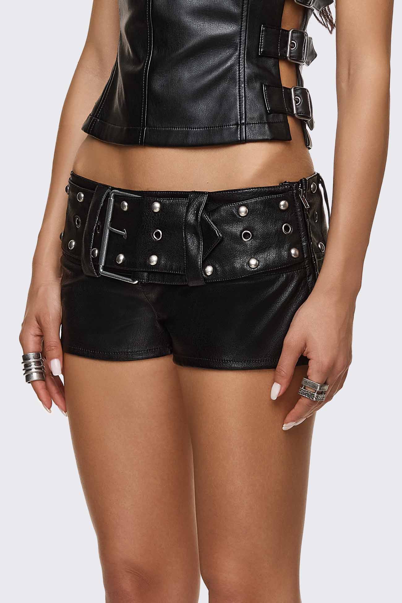 Ambush Belted Mini Faux Leather Shorts - Image 4