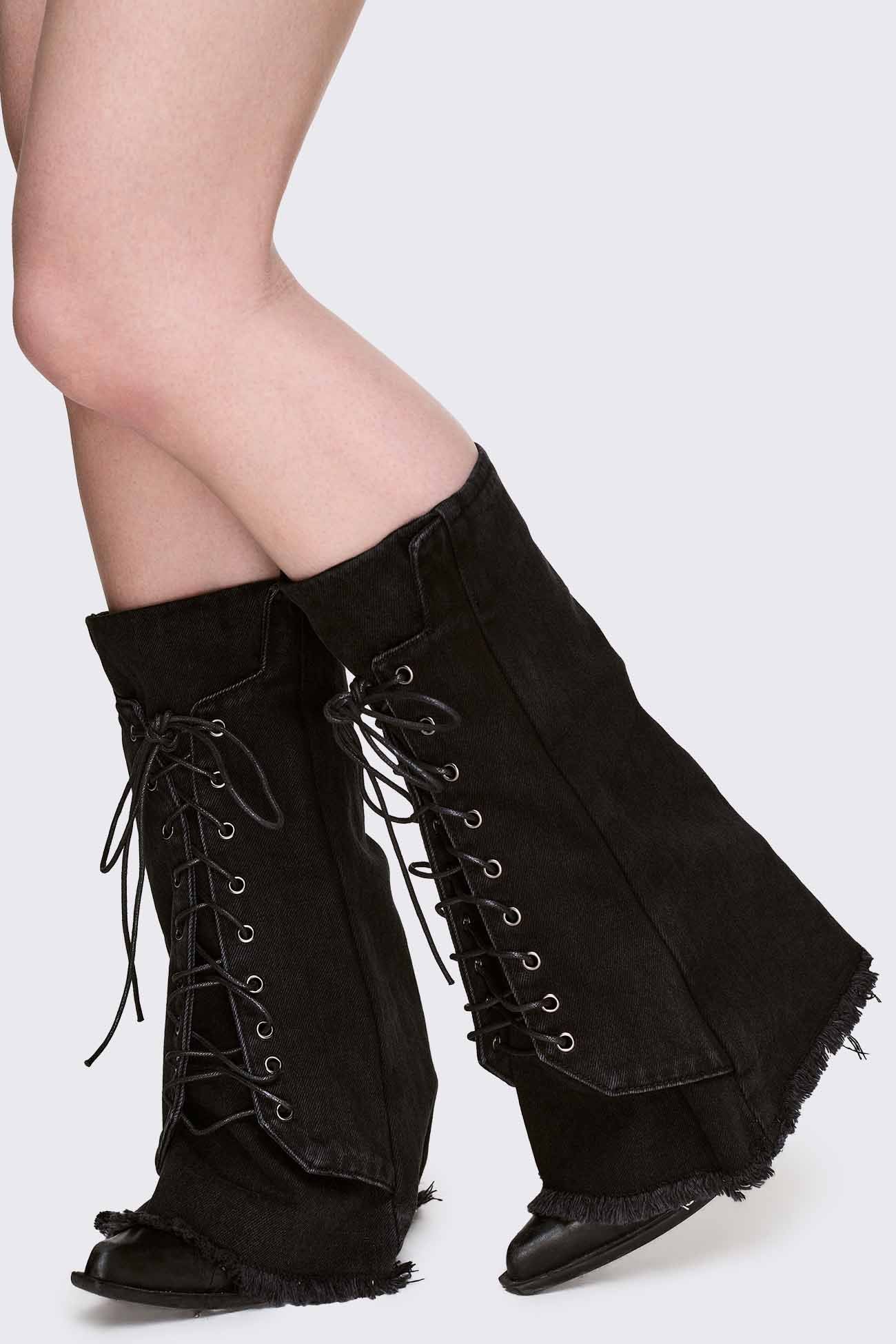 Bound Denim Leg Warmers - Image 3