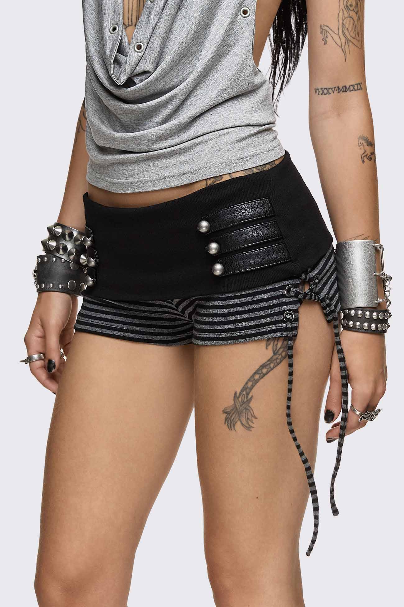 Empire Military Striped Mini Shorts - Image 3