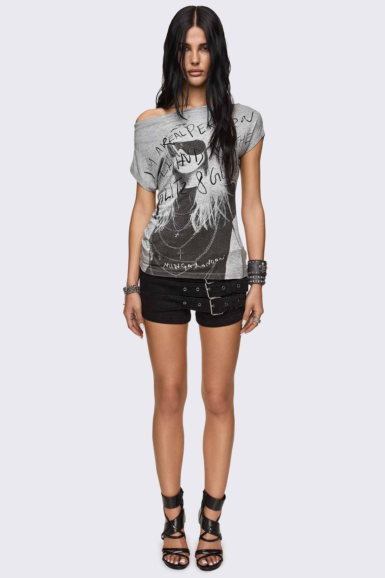 Glitz & Glitter Graphic Off-Shoulder Top - Image 2