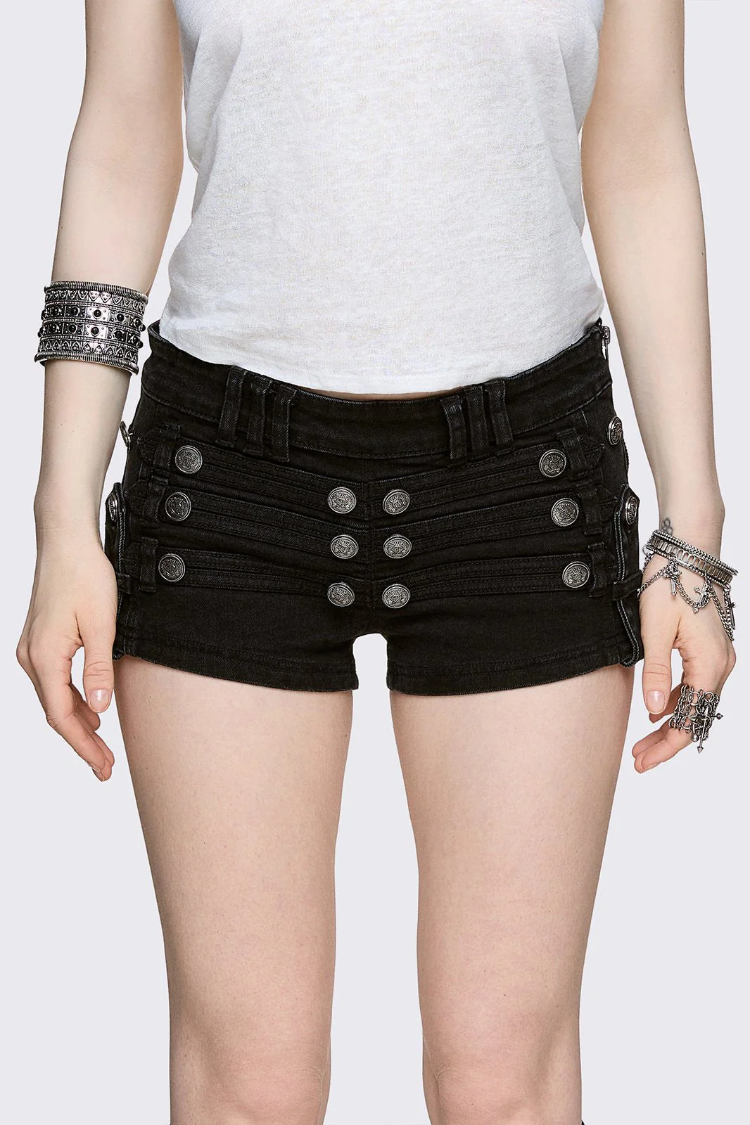 Hilda Military Mini Denim Shorts