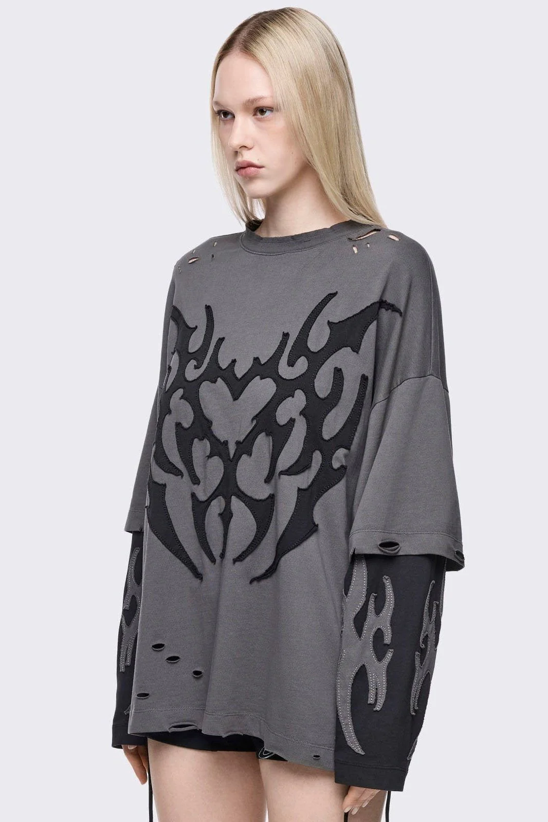 Luvx Grey Layered T-Shirt - Image 4