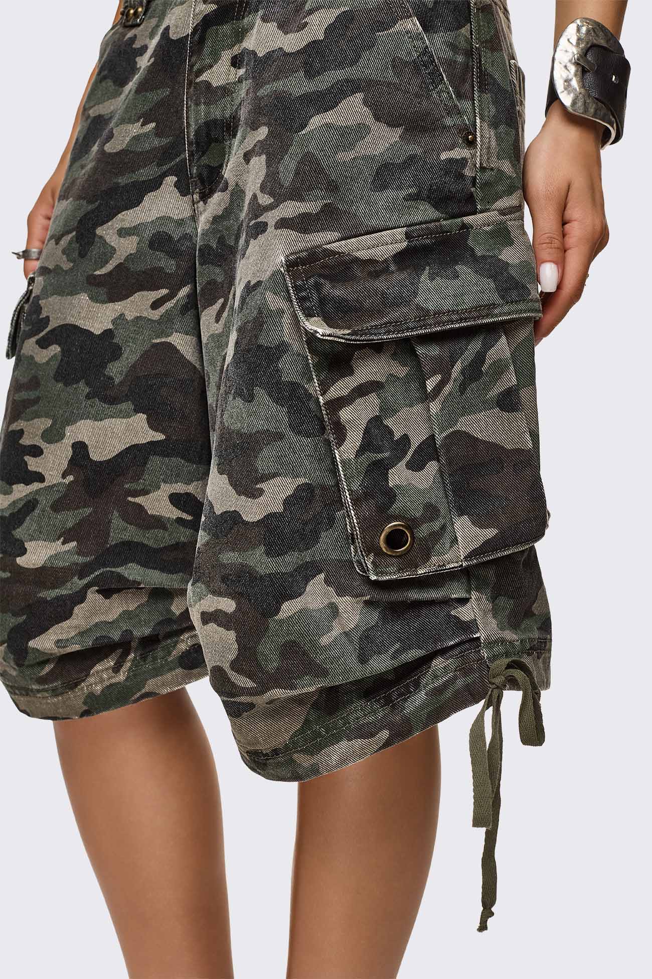 Off Radar Camo Cargo Jorts - Image 3
