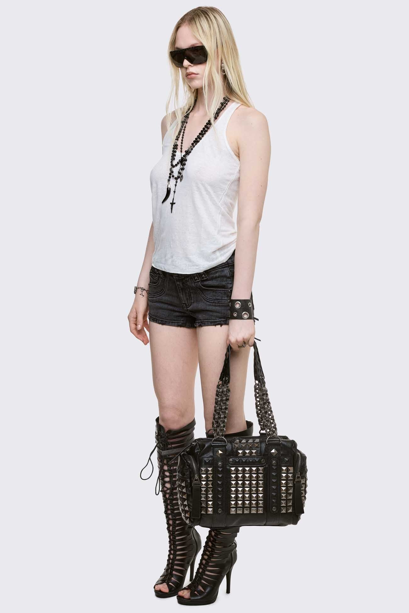 Ruthless Studded Faux Leather Shoulder Bag - Image 7