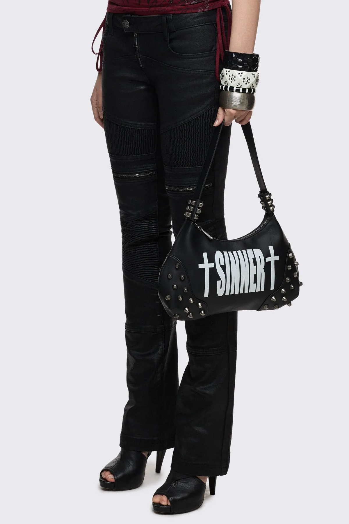 Sinner Graphic Faux Leather Shoulder Bag - Image 4