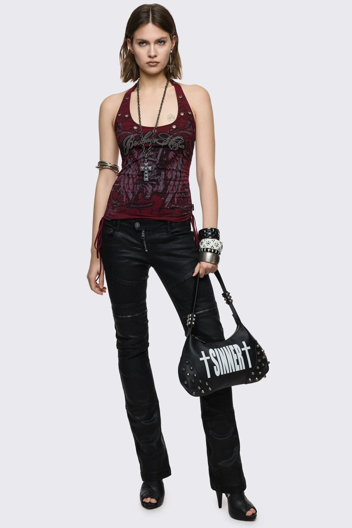 Sinner Graphic Faux Leather Shoulder Bag - Image 7