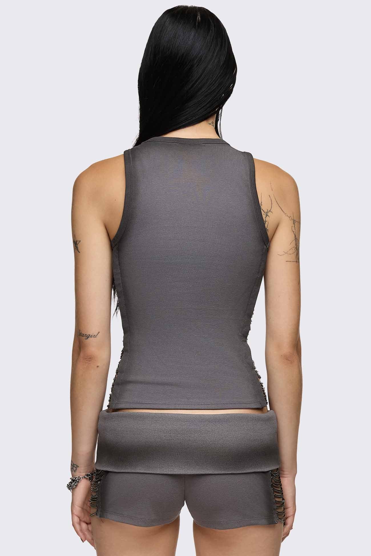 Wired Hanging Chain Cut Out Tank Top - Image 6